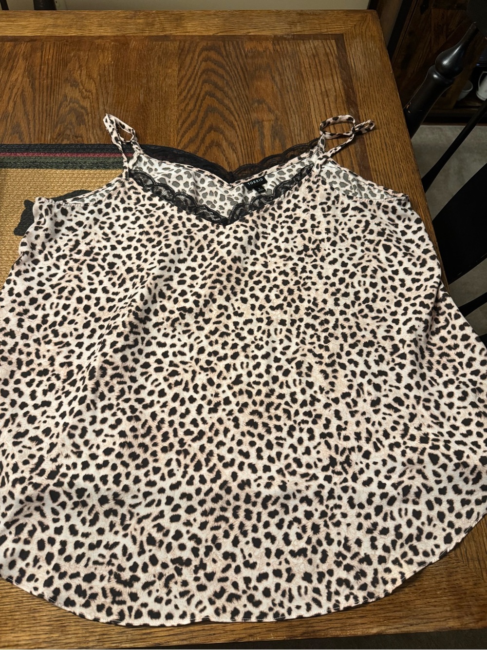 torrid Leopard Spot Lace-Trim Cami in Black and Cream